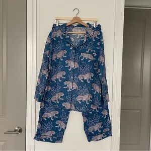 Printfresh Teal & Light Pink Leopard-Print Women's Pajama Set